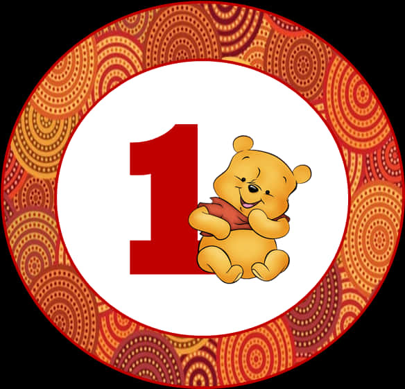 A Cartoon Bear With A Number