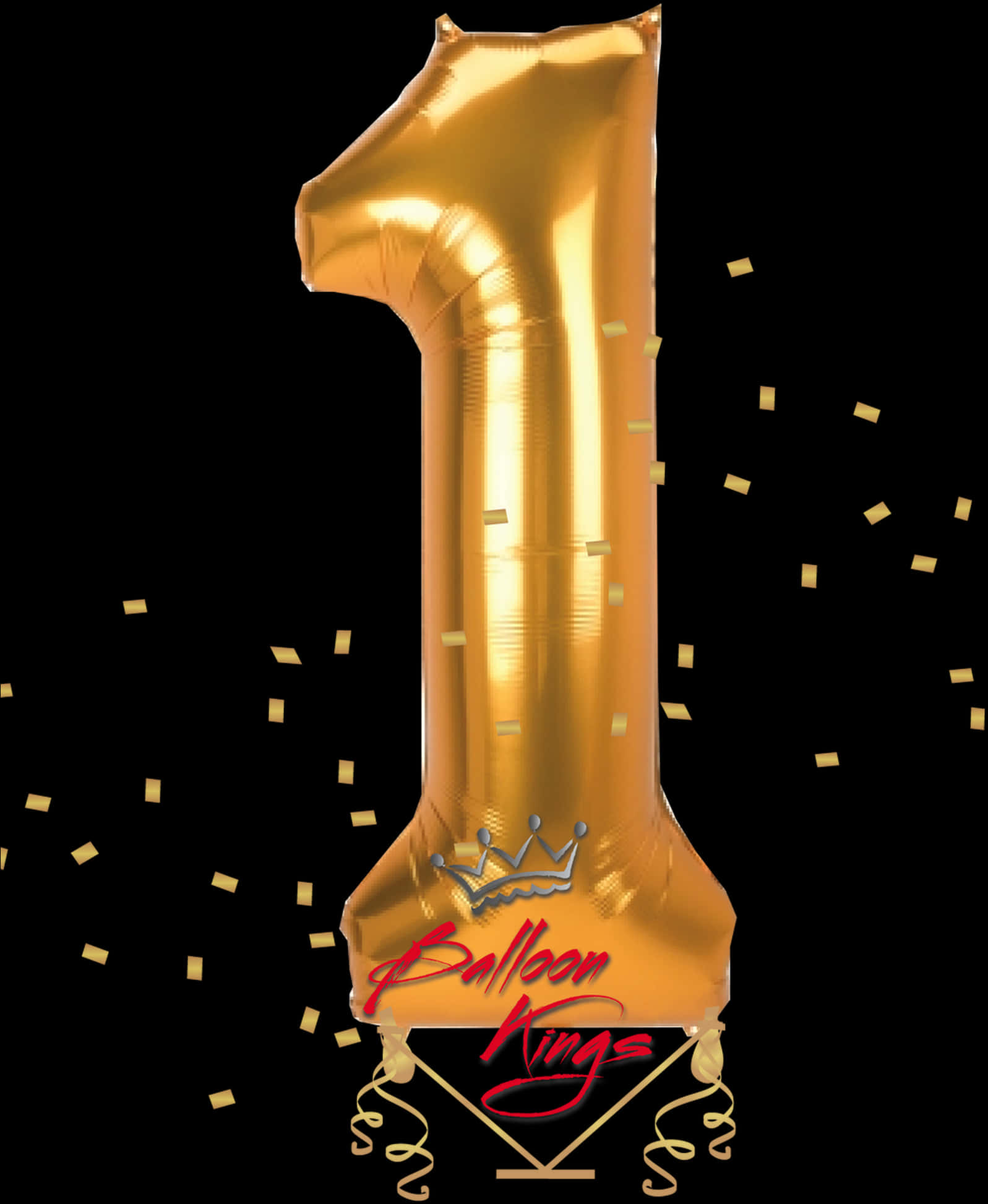 A Gold Balloon With Confetti