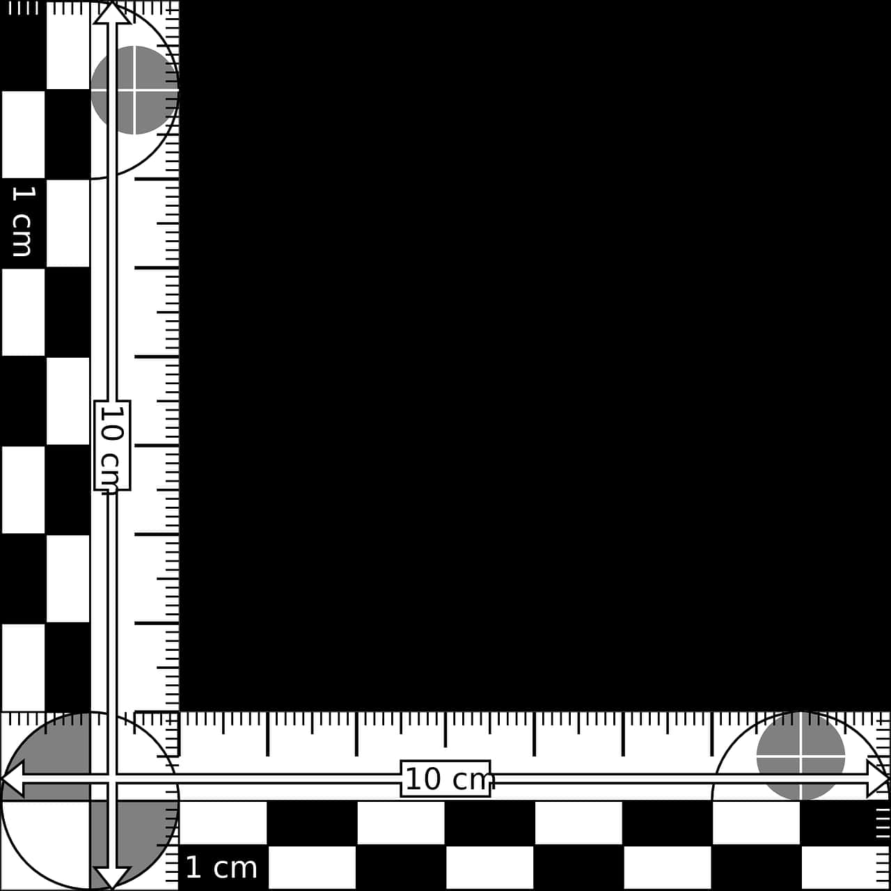 A Black And White Checkered Background With A Ruler And A Black Square