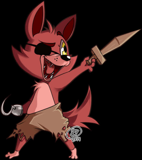 Cartoon Of A Fox Holding A Sword