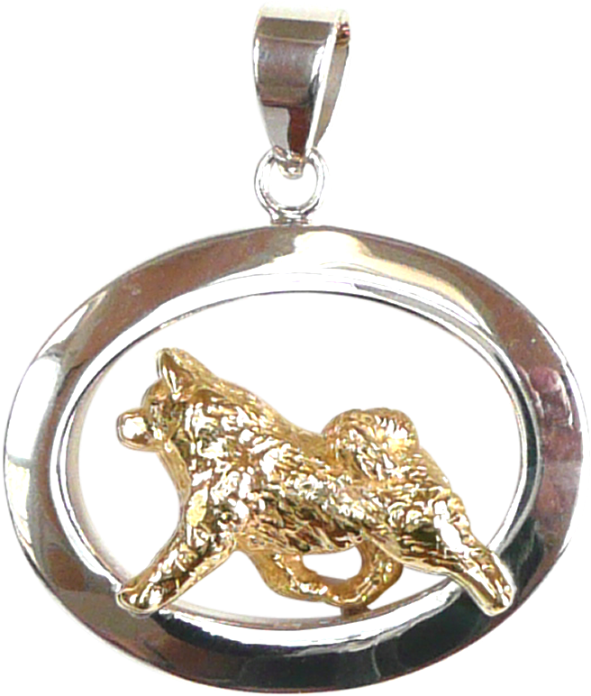 A Gold Pendant With A Dog In The Middle