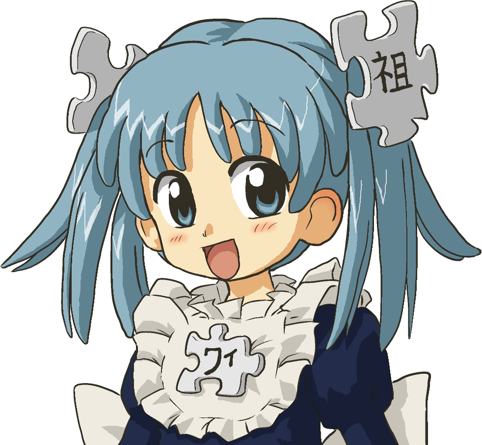 Cartoon Of A Girl With Blue Hair And Puzzle Pieces In Her Hair