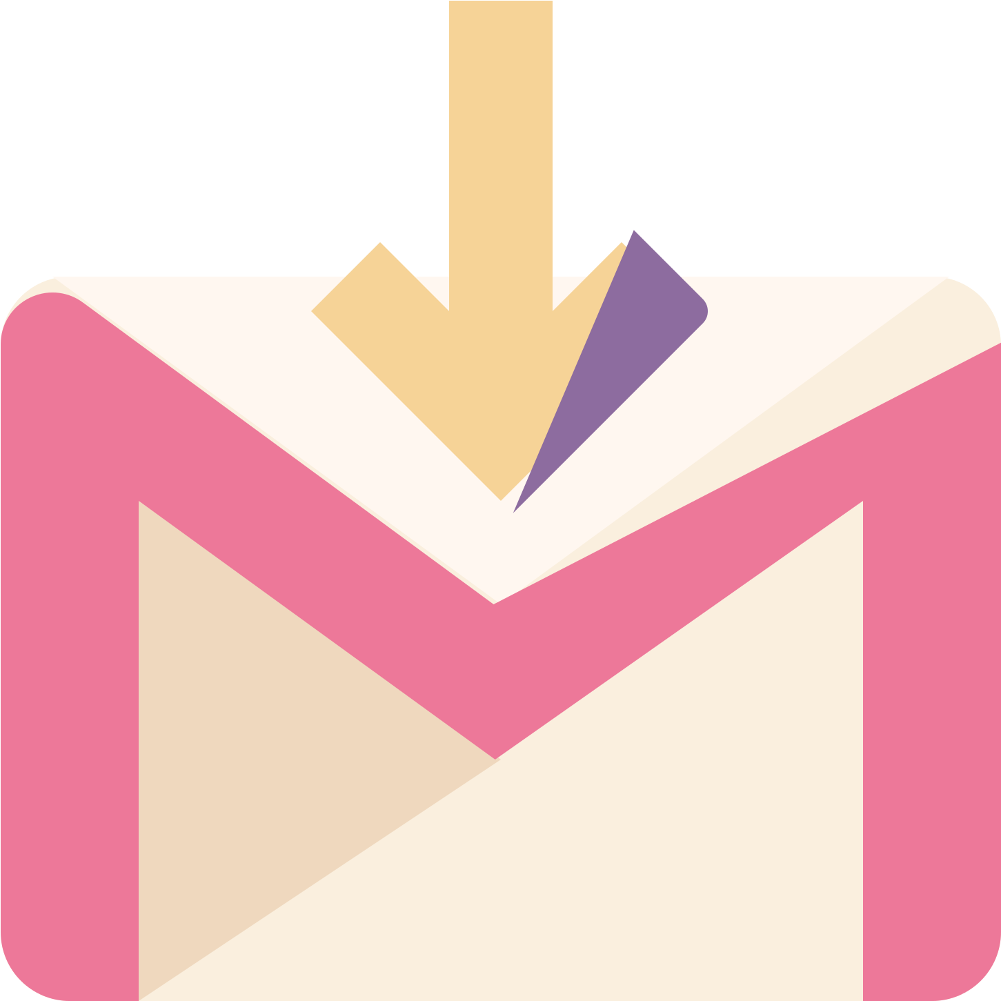 A Pink And White Box With A Yellow Arrow