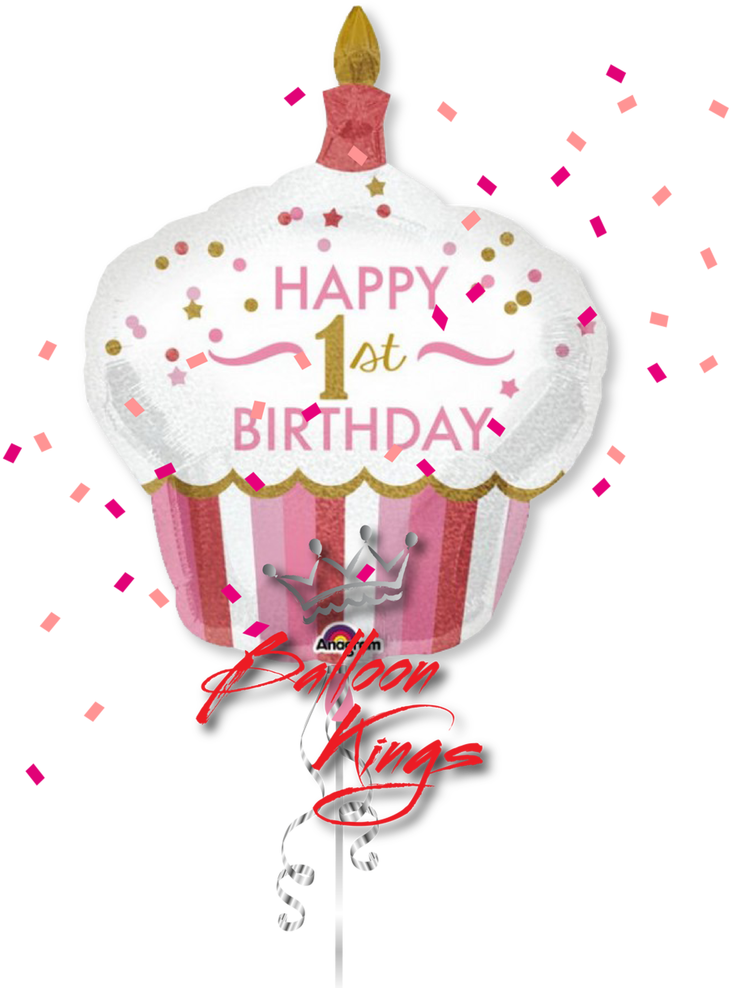 A Pink And White Cupcake Shaped Balloon