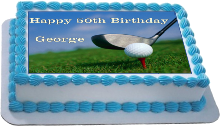 A Cake With A Golf Club And A Ball On It