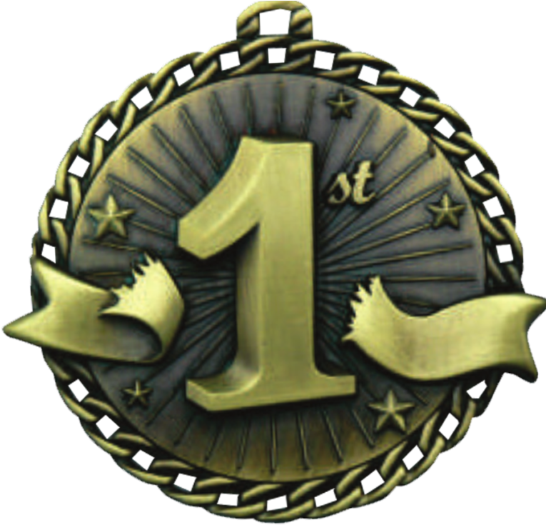 A Gold Medal With A Number One And Ribbons