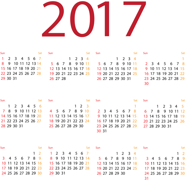 A Calendar With Red Text And Numbers