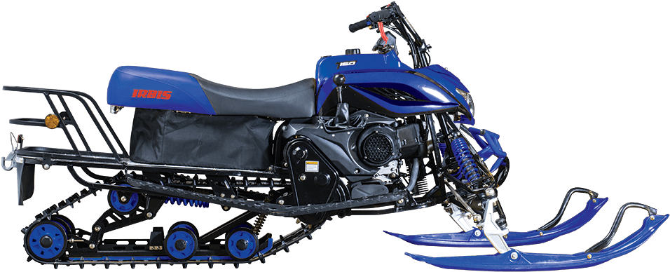 A Blue And Black Snowmobile