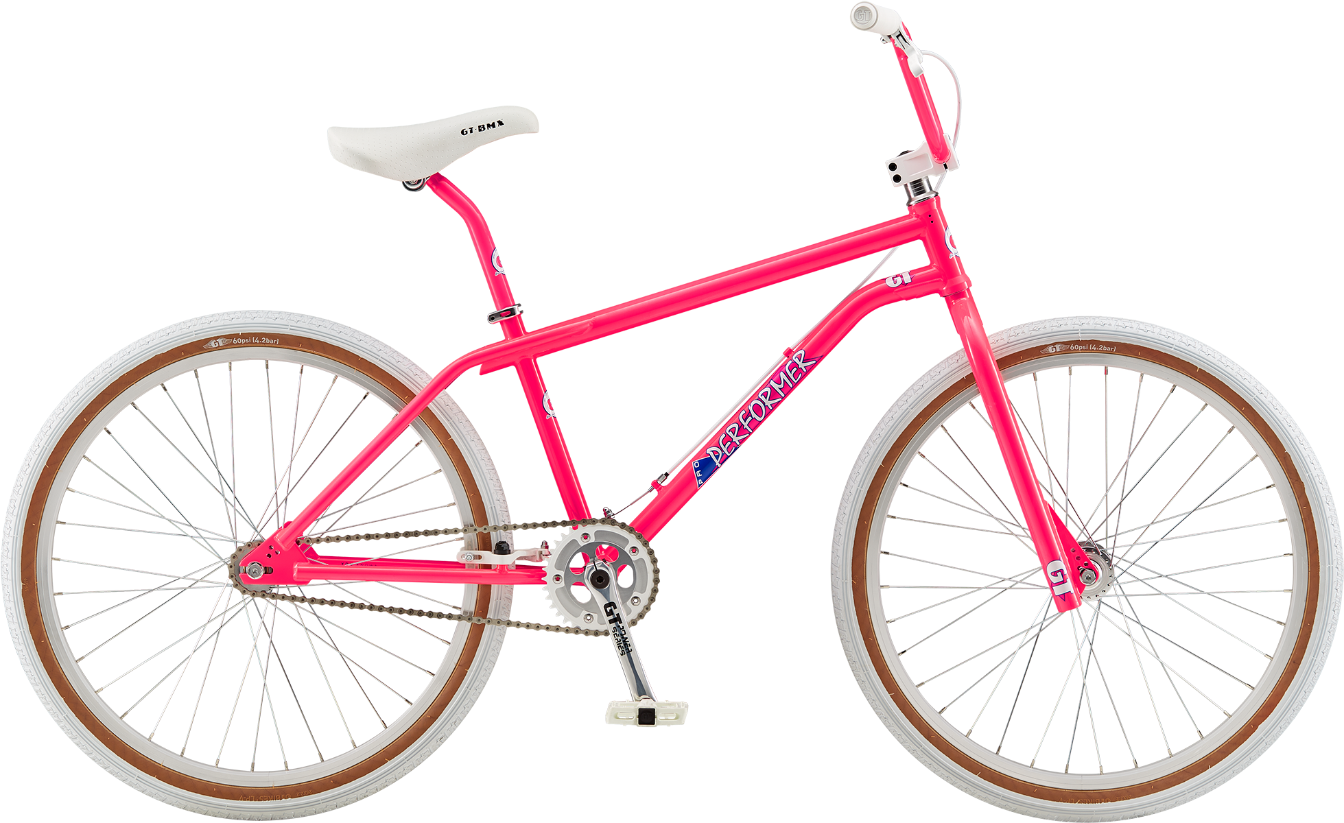 A Pink Bicycle With White Wheels
