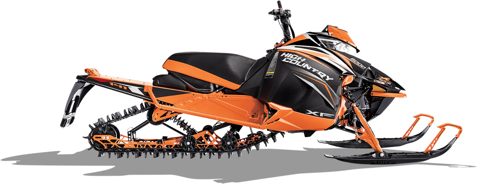 A Black And Orange Snowmobile