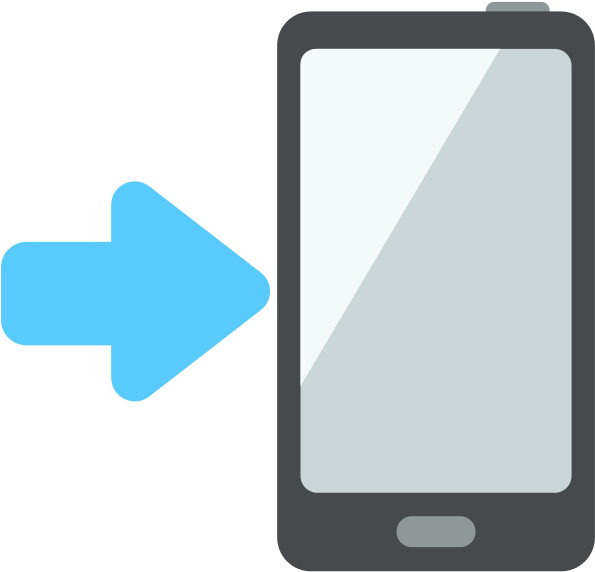 A Black Cell Phone With A Blue Arrow Pointing To It