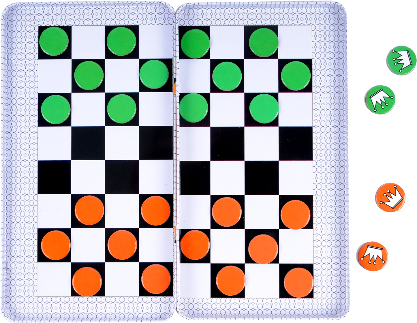 A Game Board With Orange And Green Circles