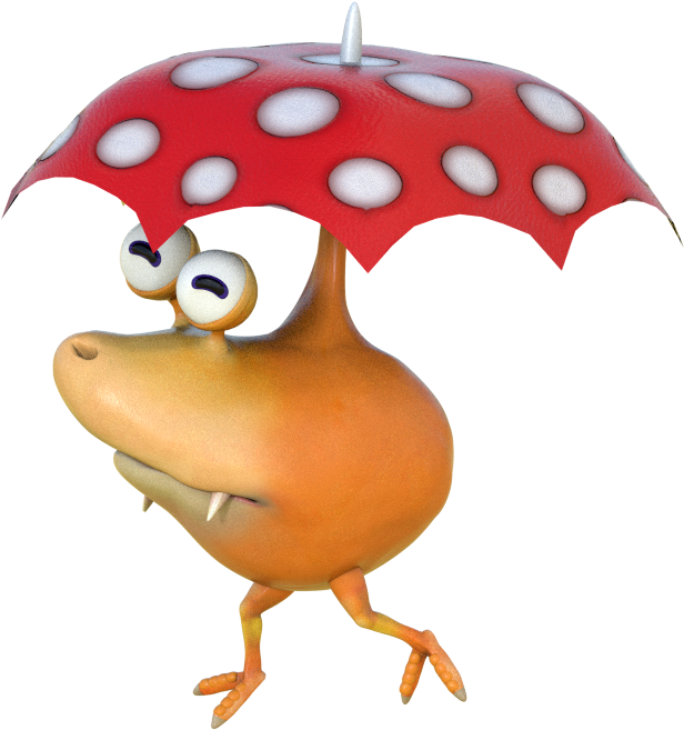 Cartoon Character Holding A Red Umbrella