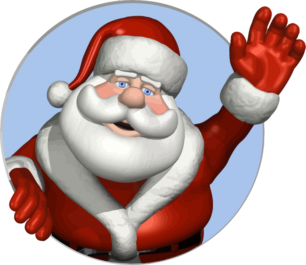 A Cartoon Of A Santa Claus Waving