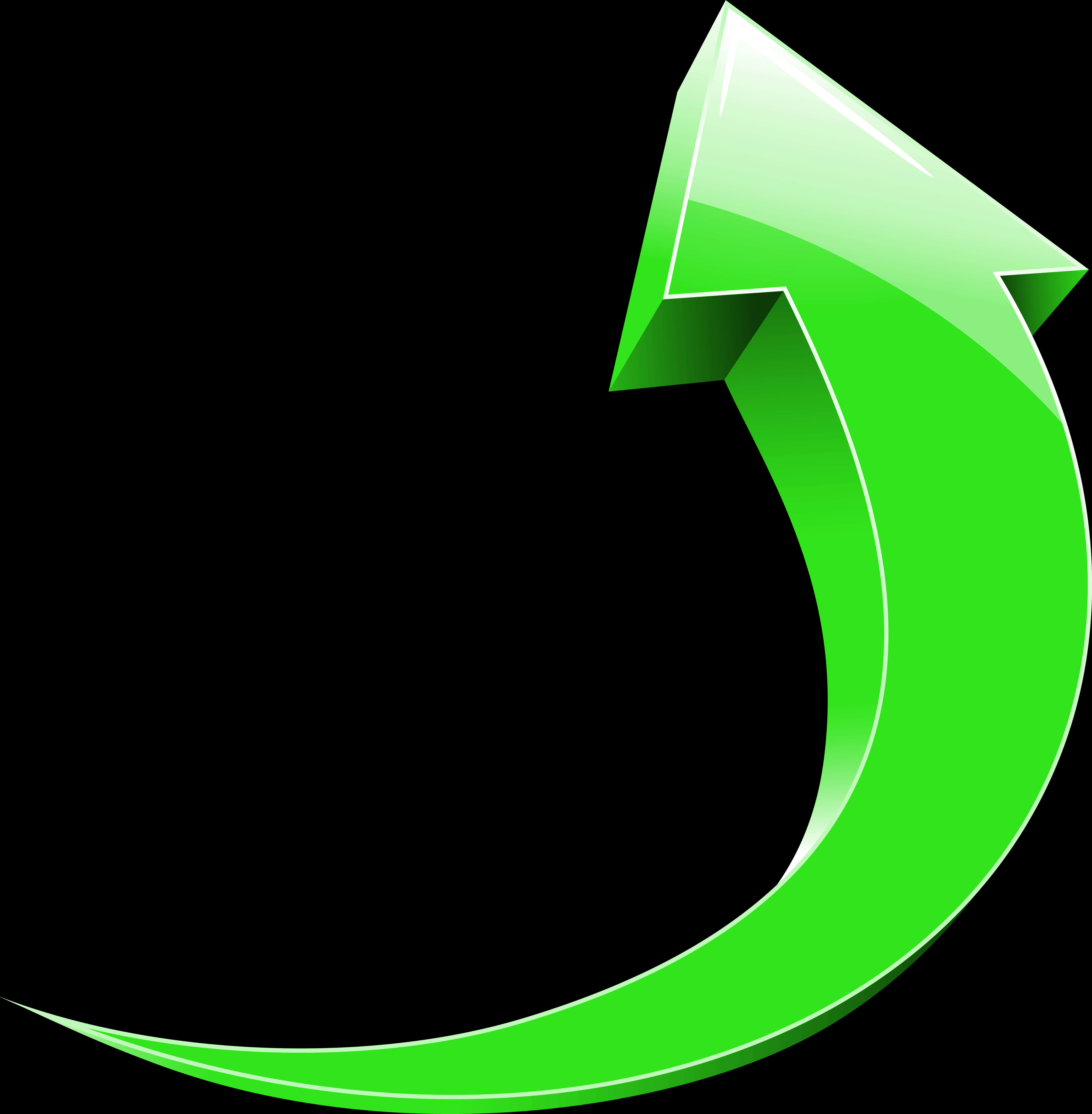3d Green Curved Arrow