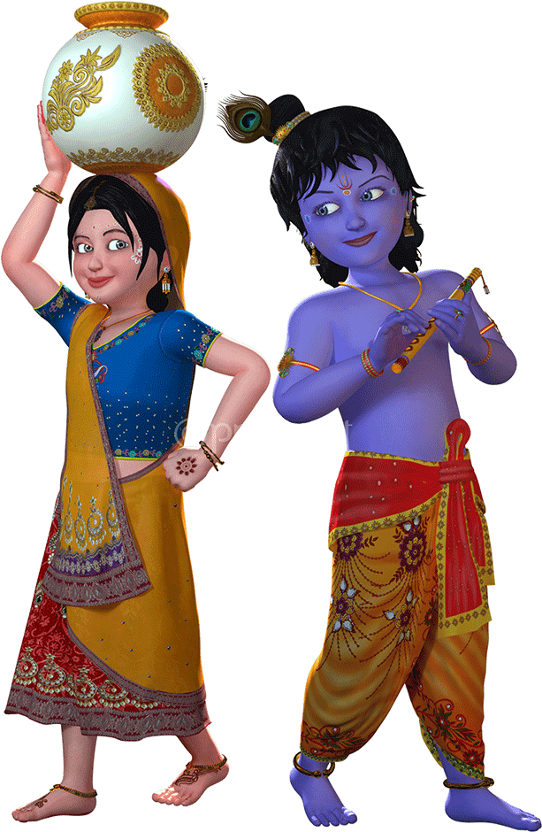 Cartoon Characters Of A Woman And A Boy