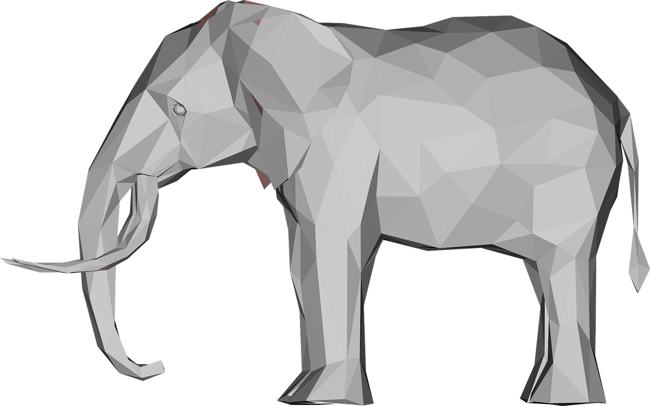 A Low Poly Elephant With Tusks
