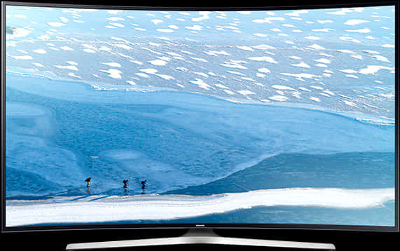 A Television With A View Of A Beach And Ice
