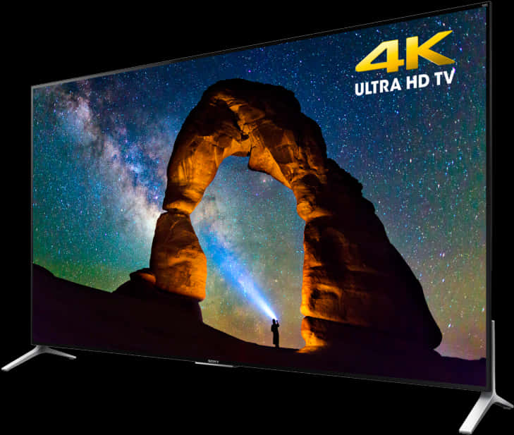 A Television Screen With A Picture Of A Rock Arch