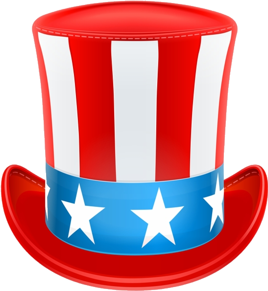 A Red And White Striped Top Hat With Stars