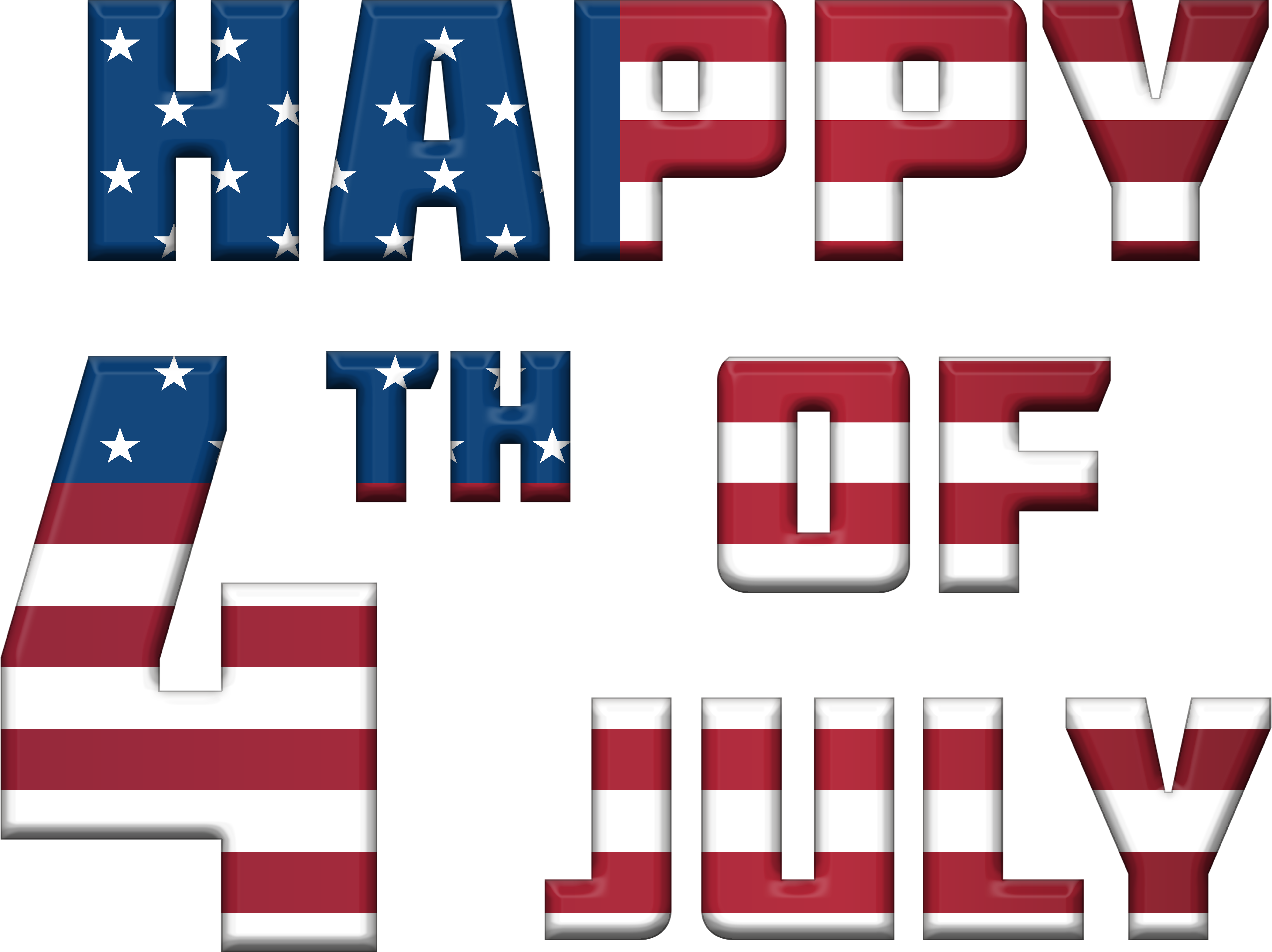 4th Of July Us Flag Text