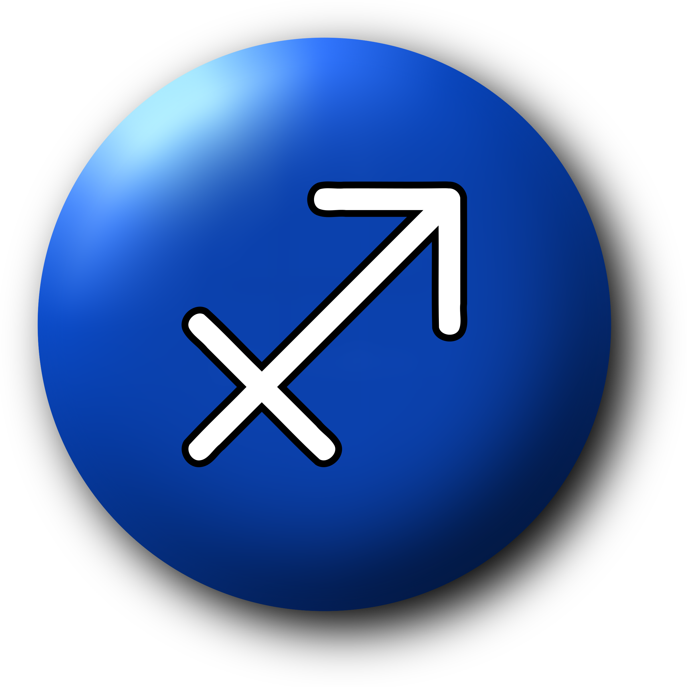 A Blue Circle With A White Symbol On It