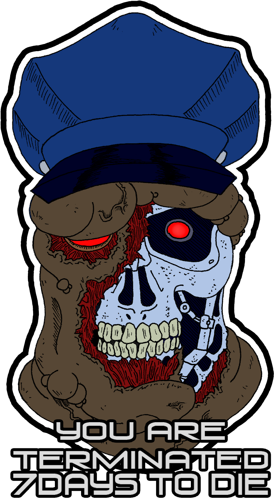 A Cartoon Of A Skull With A Blue Hat