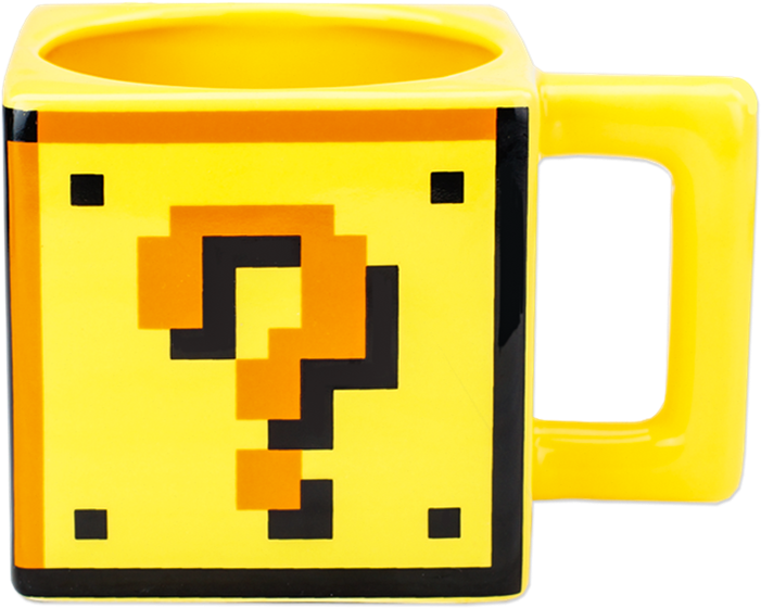 A Yellow Mug With A Question Mark On It