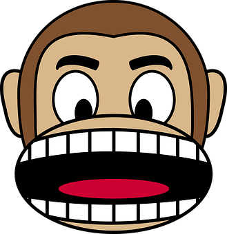 A Cartoon Monkey With Mouth Open