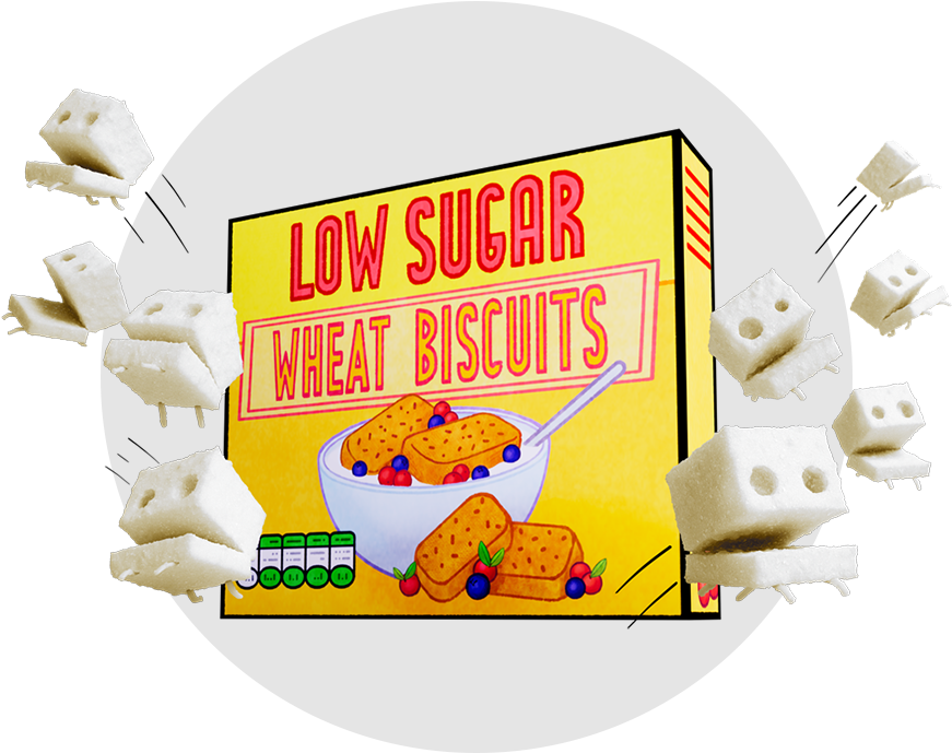 A Box Of Low-sugar Wheat Biscuits Scattering The Naughty - Graphic Design, Hd Png Download