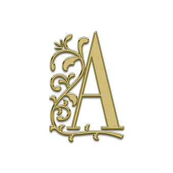 A Gold Letter With Swirls On A Black Background