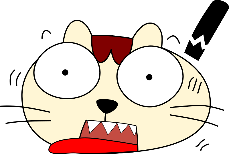 Cartoon Cat With Big Eyes And Mouth Open