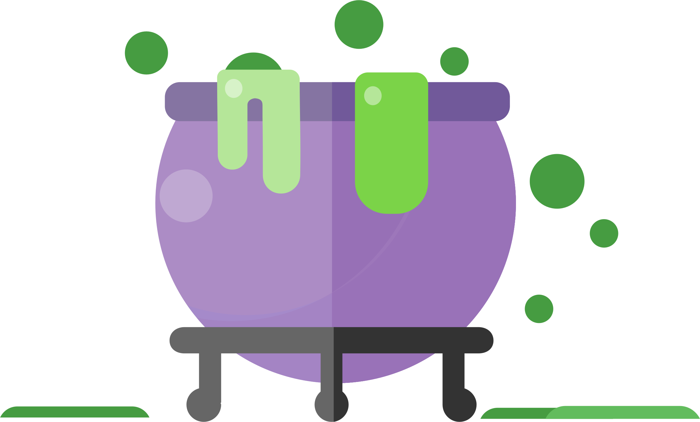 A Purple Cauldron With Green Slime On Top
