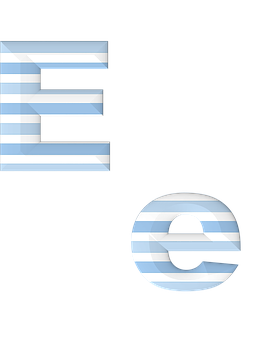 A Blue And White Striped Letter E