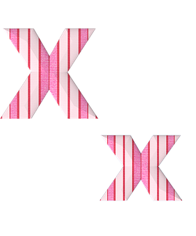 A Pink And White Striped Letter X