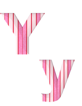 A Pink And White Striped Letter