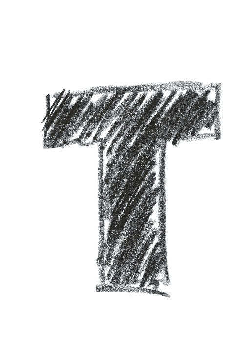 A Letter T Drawn In Chalk