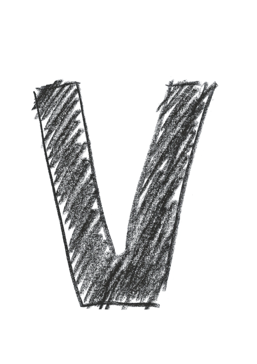 A Letter V Drawn With Chalk