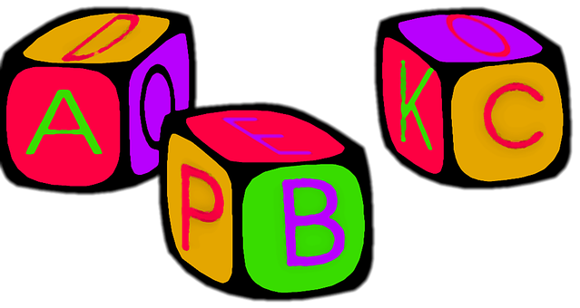 A Group Of Colorful Cubes With Letters On Them