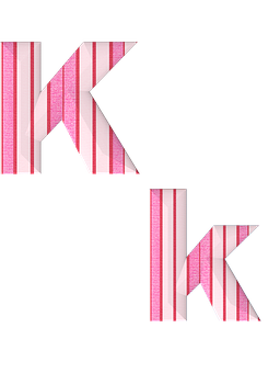 A Pink And White Striped Letter