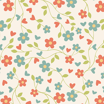 A Pattern Of Flowers And Hearts