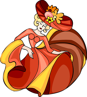 A Cartoon Of A Woman In A Red Dress