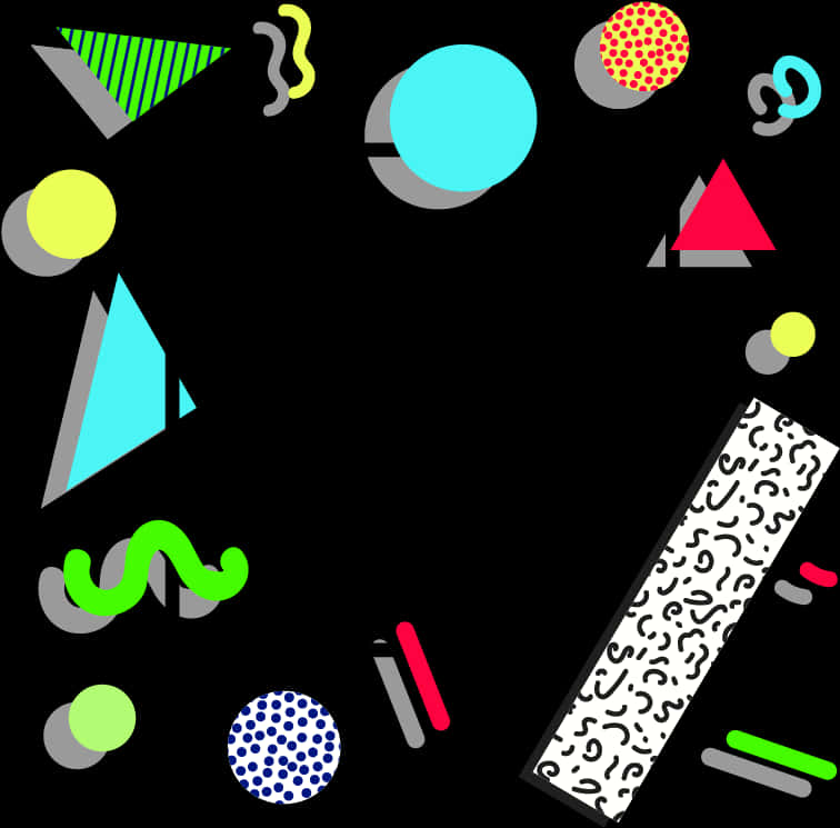 A Black Background With Colorful Shapes