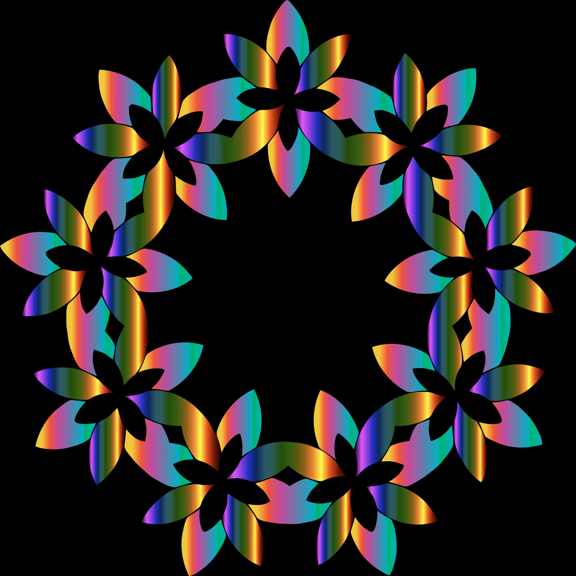 A Circular Pattern Of Flowers