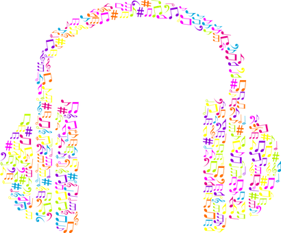Colorful Music Notes Arranged In A Shape Of A Arch