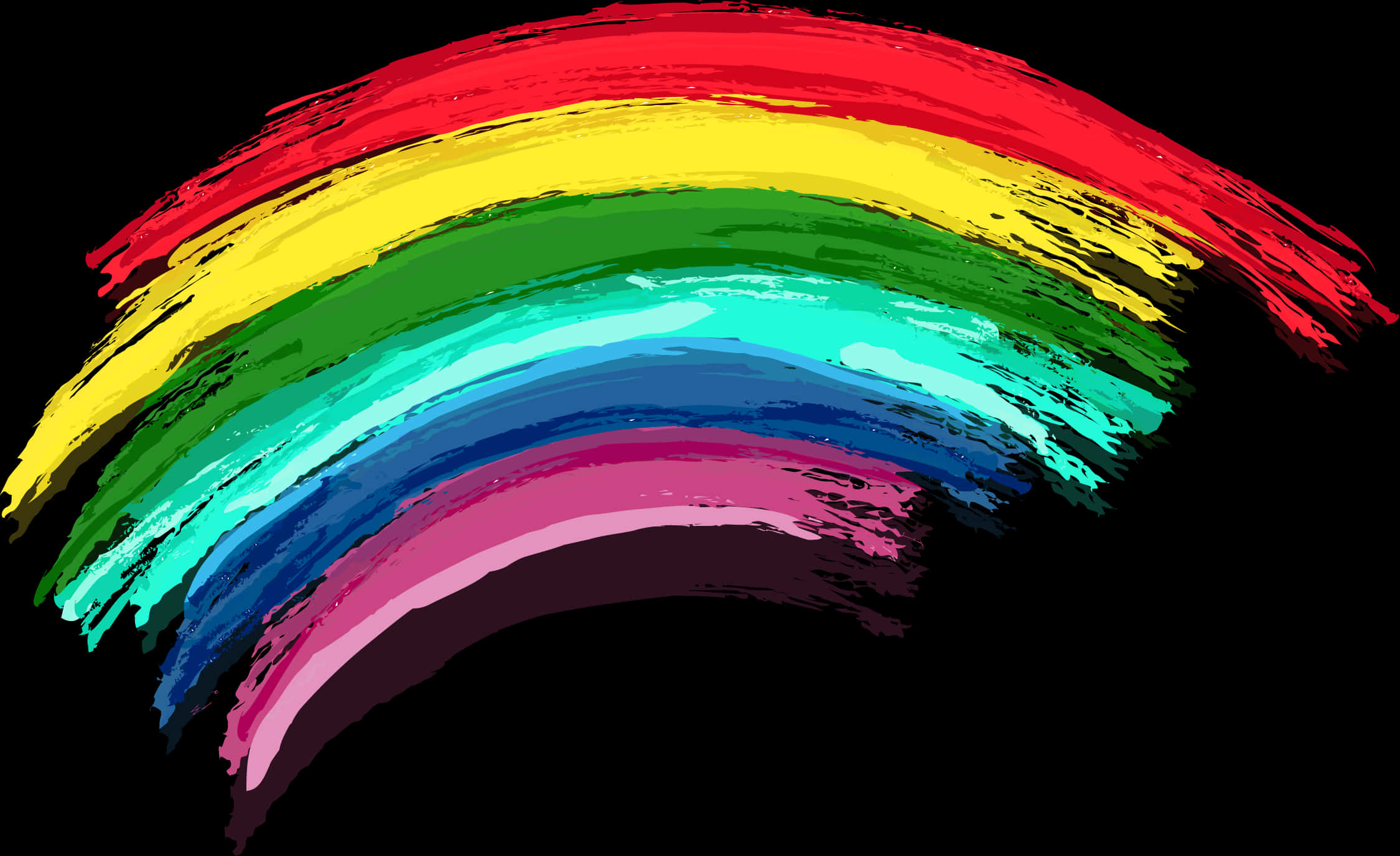 A Rainbow Painted On A Black Background