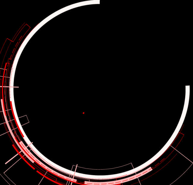 A Circular Red And White Lines On A Black Background