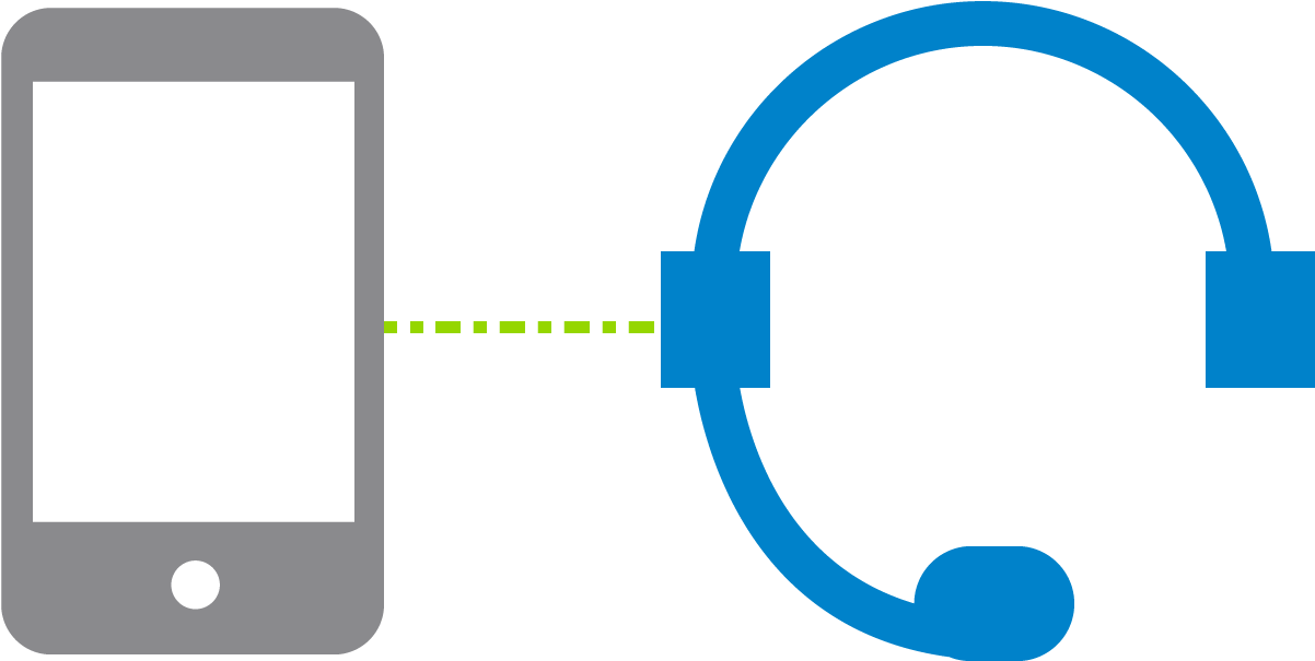 A Blue And Green Circle With A Phone Connected To A Blue Circle