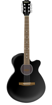 A Black Guitar With White Dots