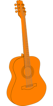An Orange Guitar On A Black Background